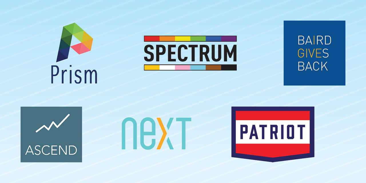 Liberty Associate Resource Group logos: Prism, Spectrum, Liberty Gives Back, Ascend, Next and Patriot